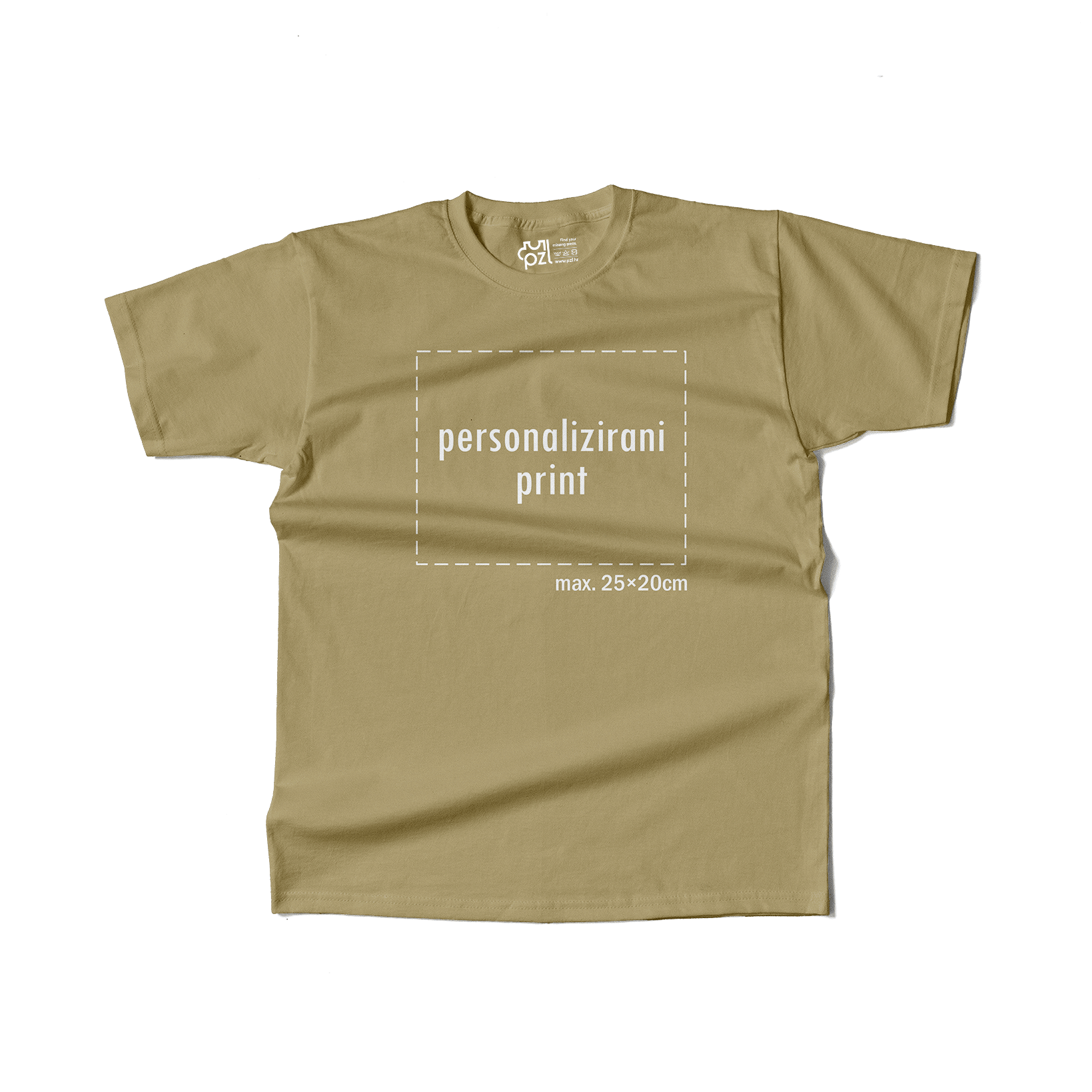 bež majica kratkih rukava s personaliziranim printom fotografije, natpisa ili ilustracije