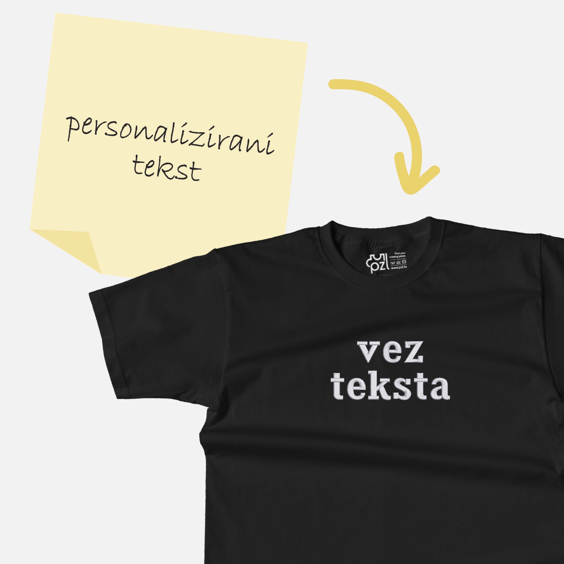 Majica s personaliziranim vezom teksta