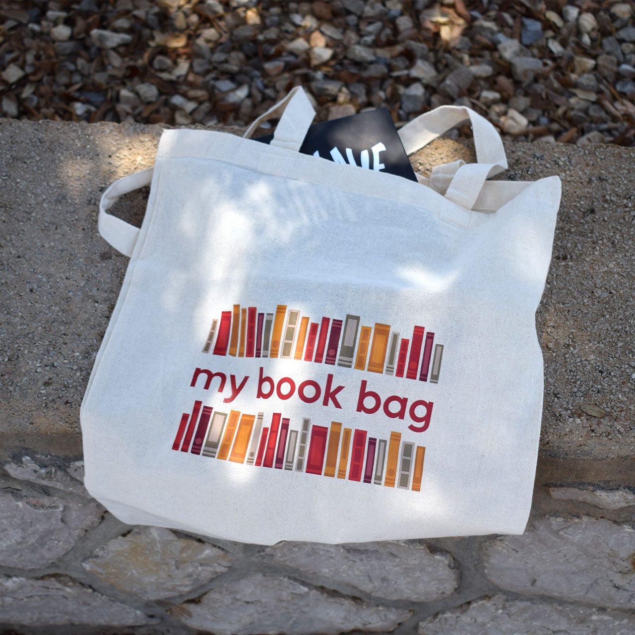 bež pamučni ceker za knjige s printom