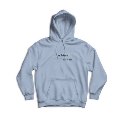 svijetlo plava hudica s personaliziranim vezom datuma po želji