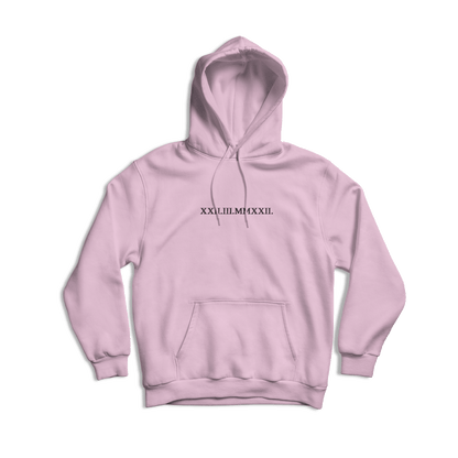 svijetlo roza hudica s personaliziranim vezom datuma po želji