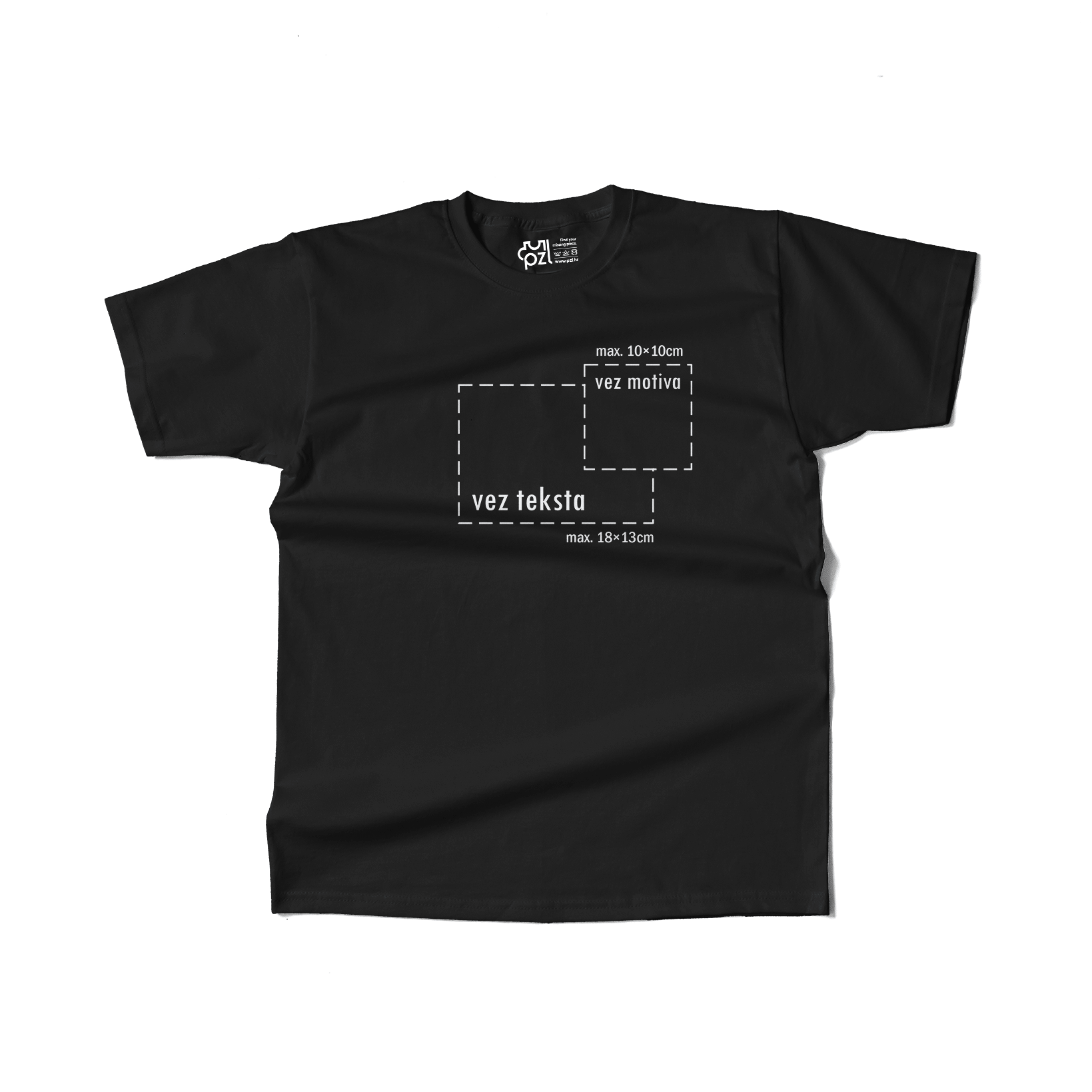 crna majica kratkih rukava s personaliziranim vezom motiva ili teksta po želji