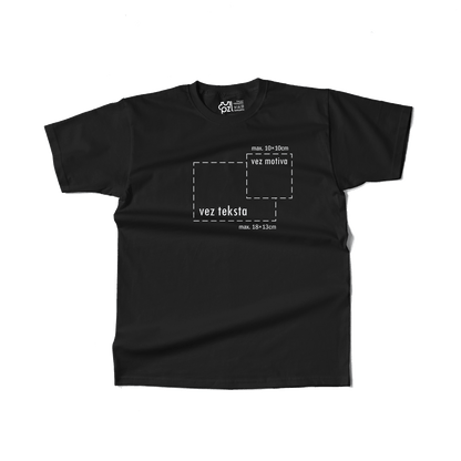 crna majica kratkih rukava s personaliziranim vezom motiva ili teksta po želji