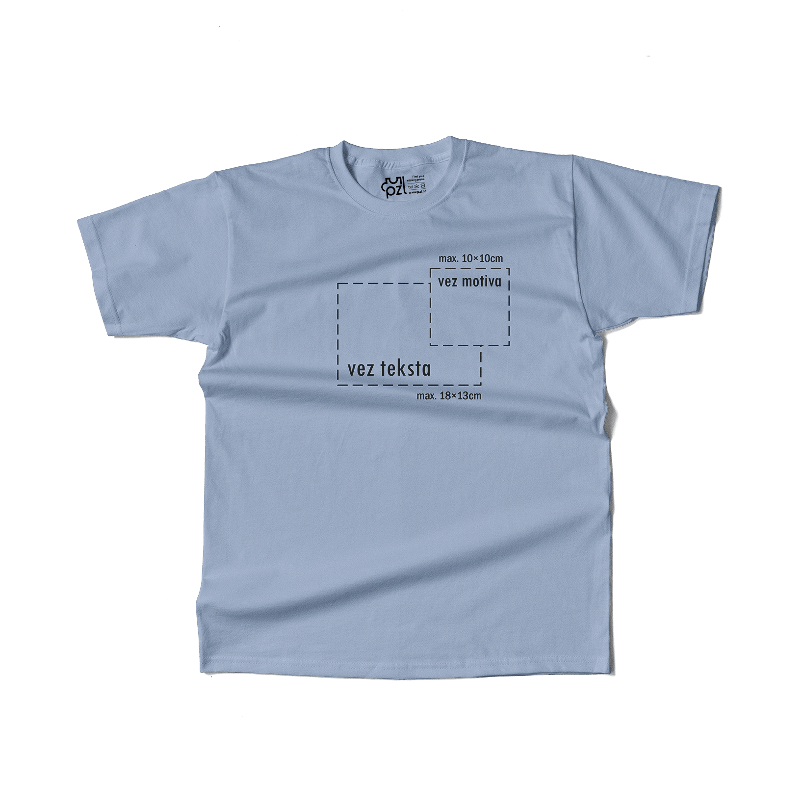 svijetlo plava majica kratkih rukava s personaliziranim vezom motiva ili teksta po želji