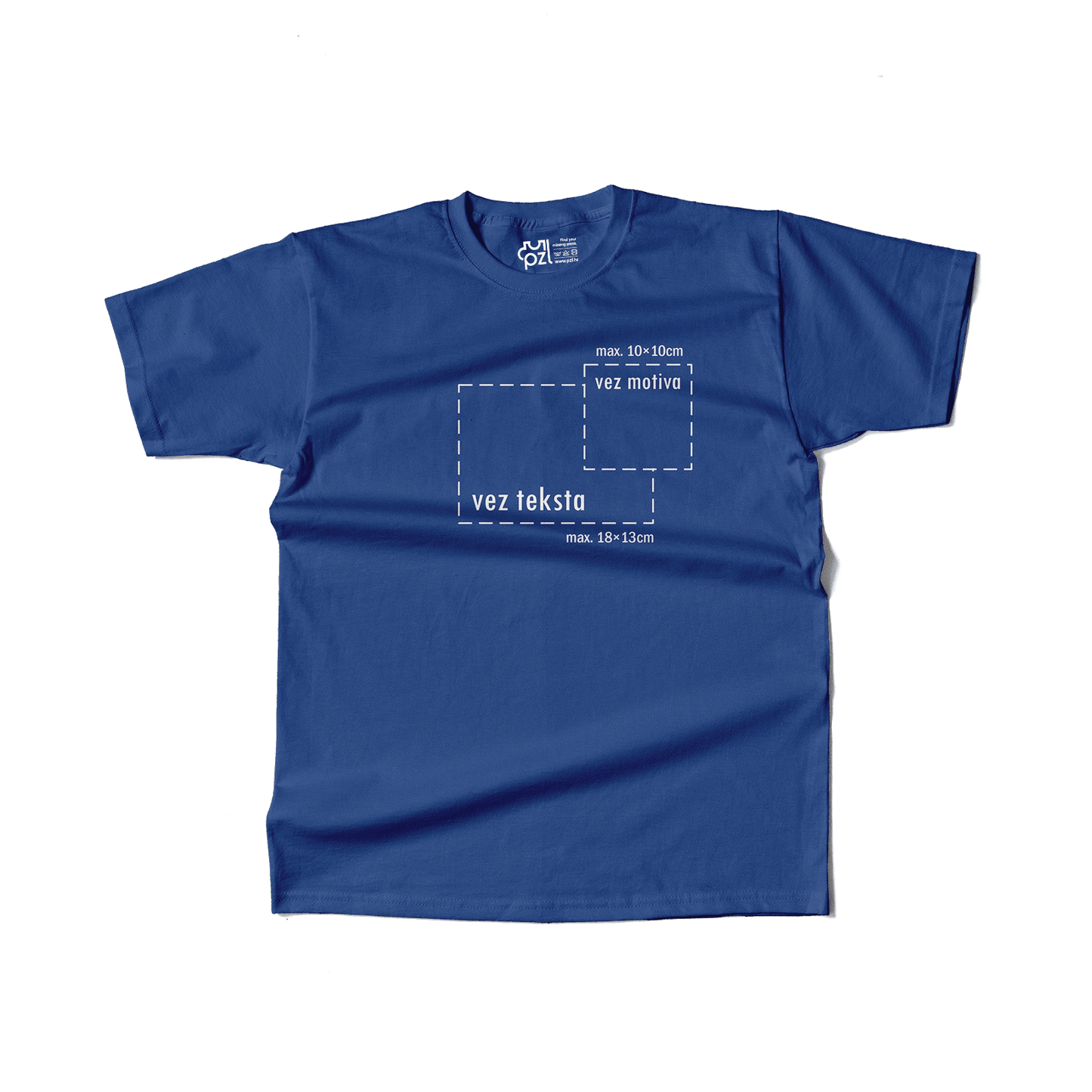 plava majica kratkih rukava s personaliziranim vezom motiva ili teksta po želji