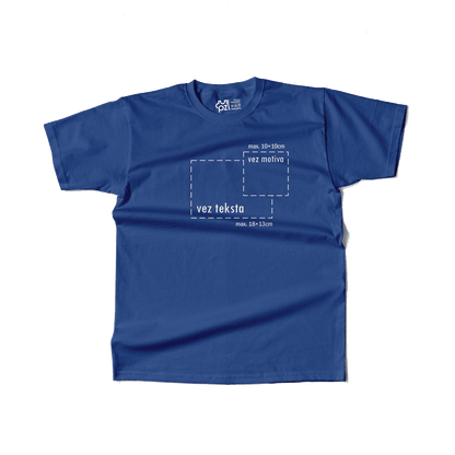 plava majica kratkih rukava s personaliziranim vezom motiva ili teksta po želji