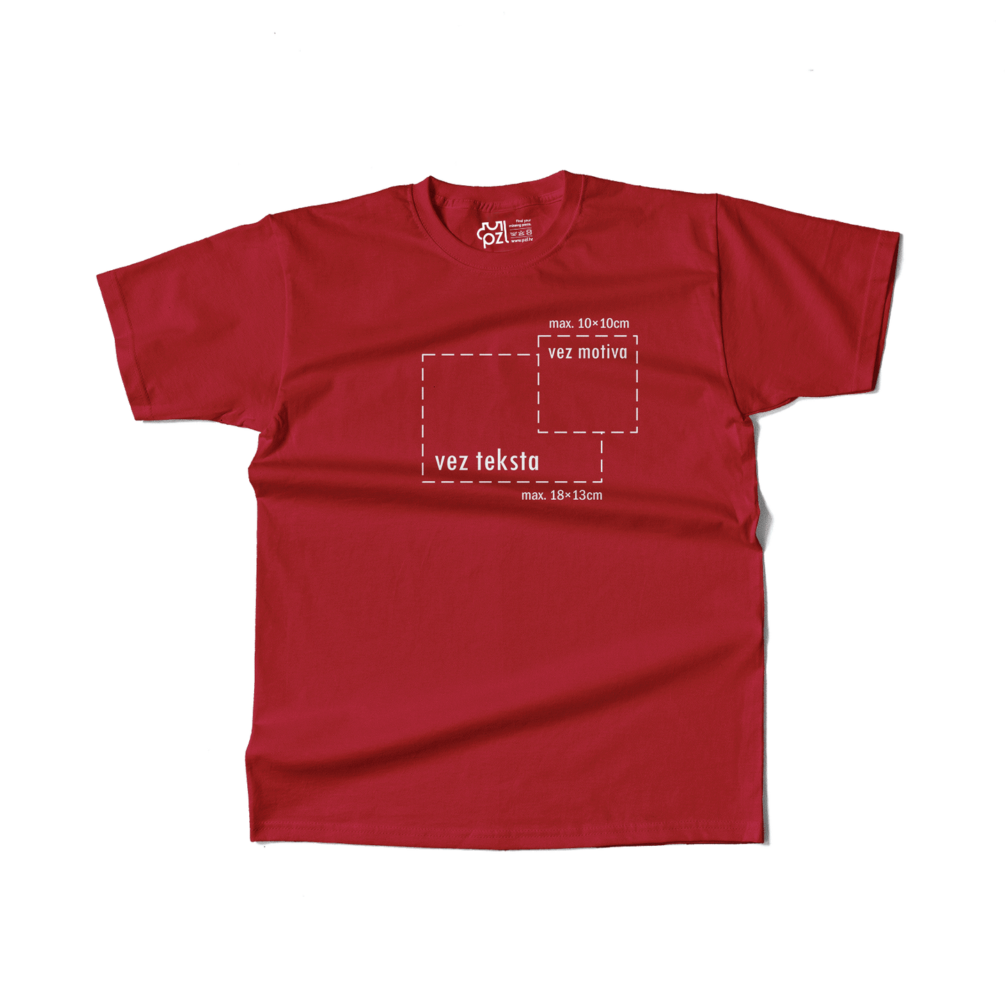 crvena majica kratkih rukava s personaliziranim vezom motiva ili teksta po želji