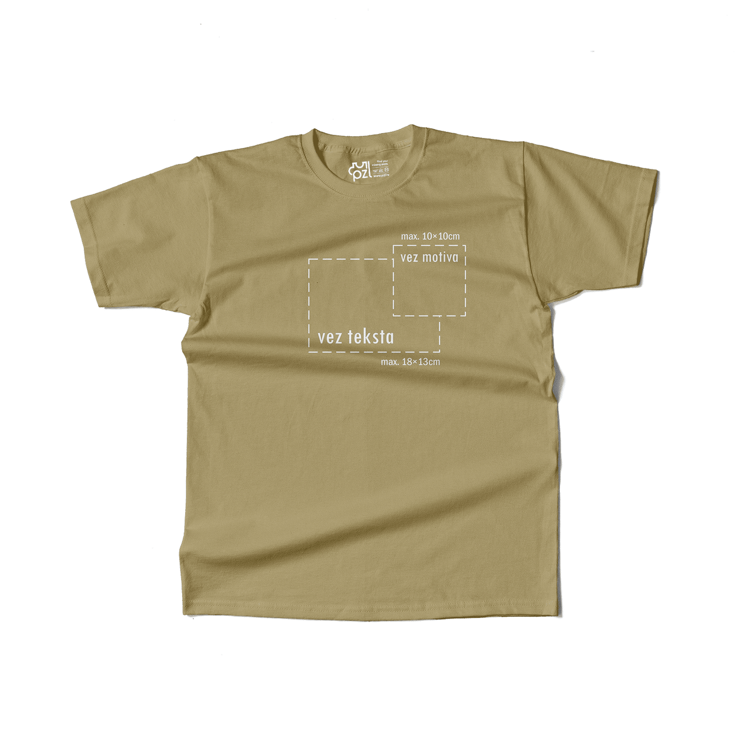 bež majica kratkih rukava s personaliziranim vezom motiva ili teksta po želji