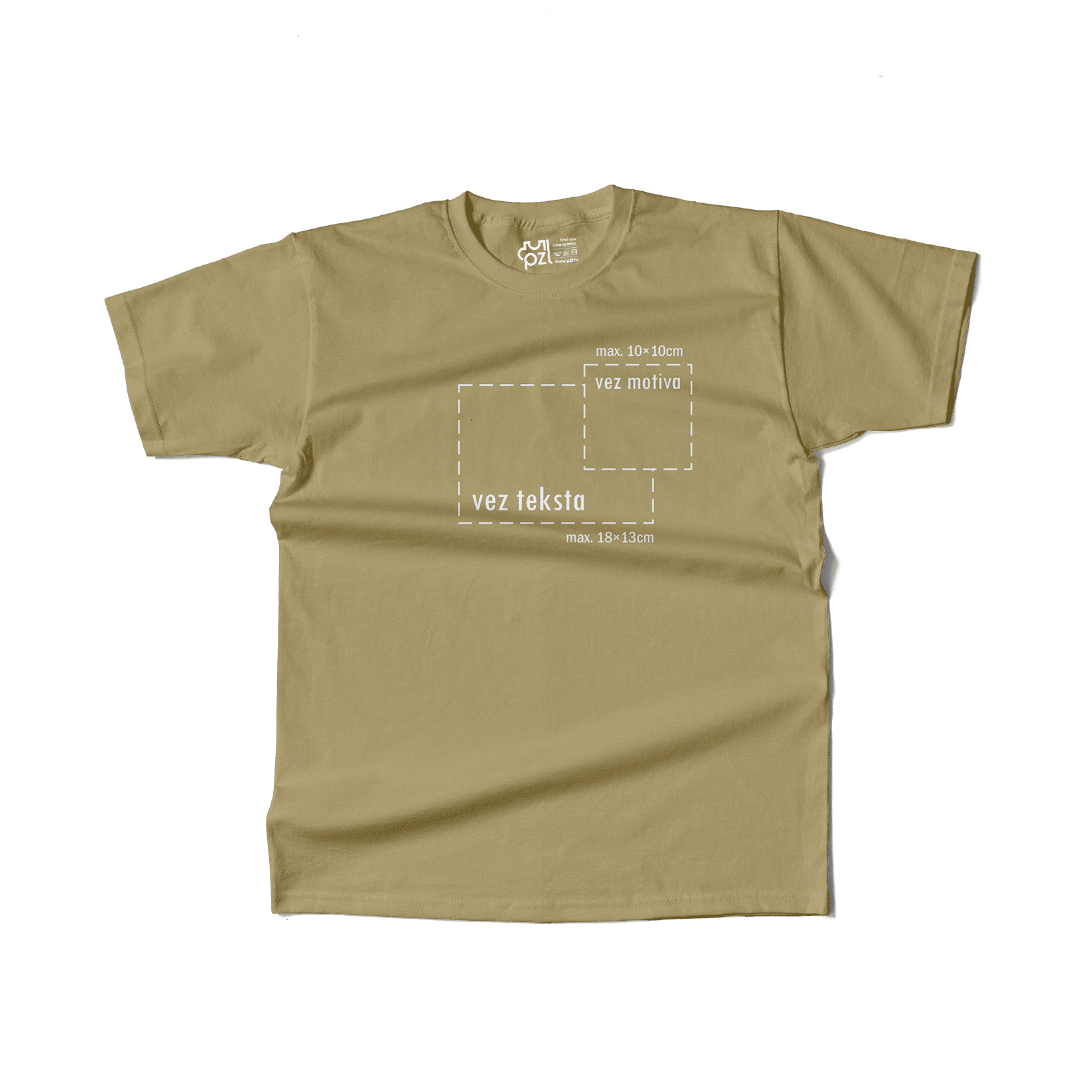 bež majica kratkih rukava s personaliziranim vezom motiva ili teksta po želji