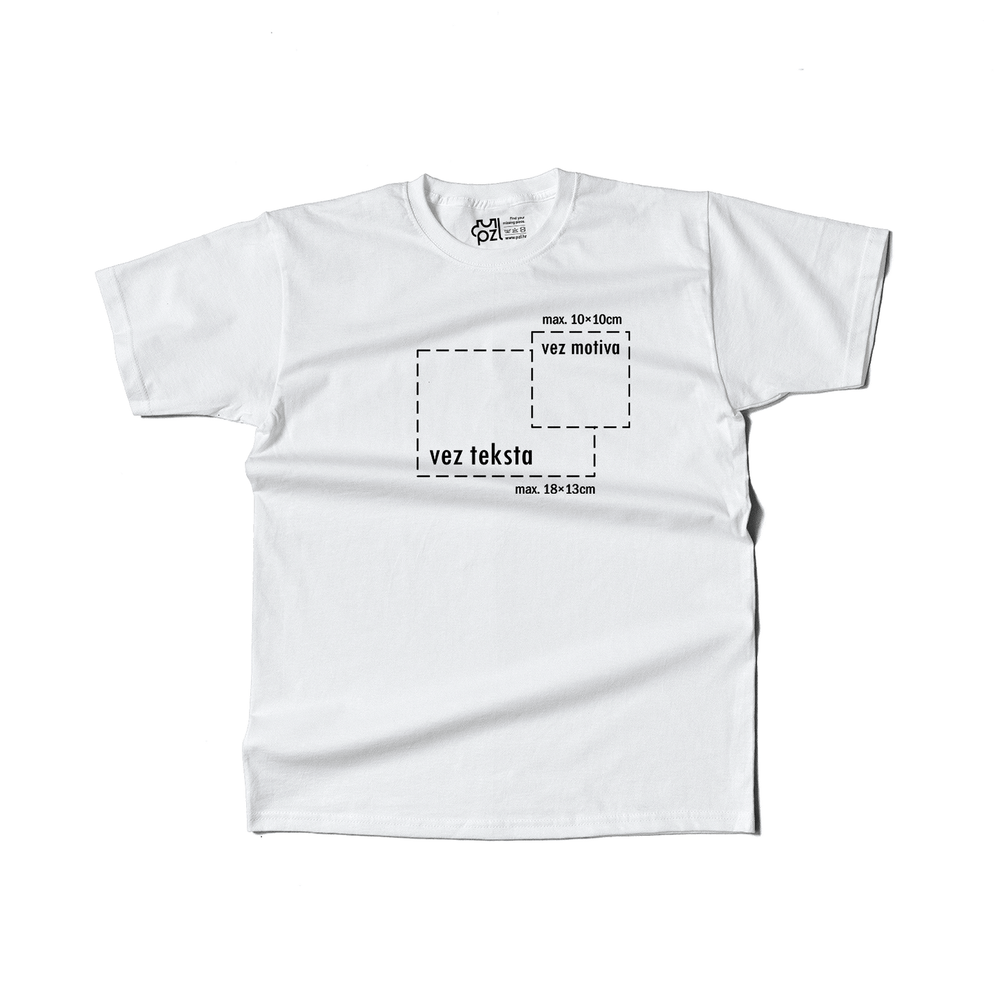 bijela majica kratkih rukava s personaliziranim vezom motiva ili teksta po želji