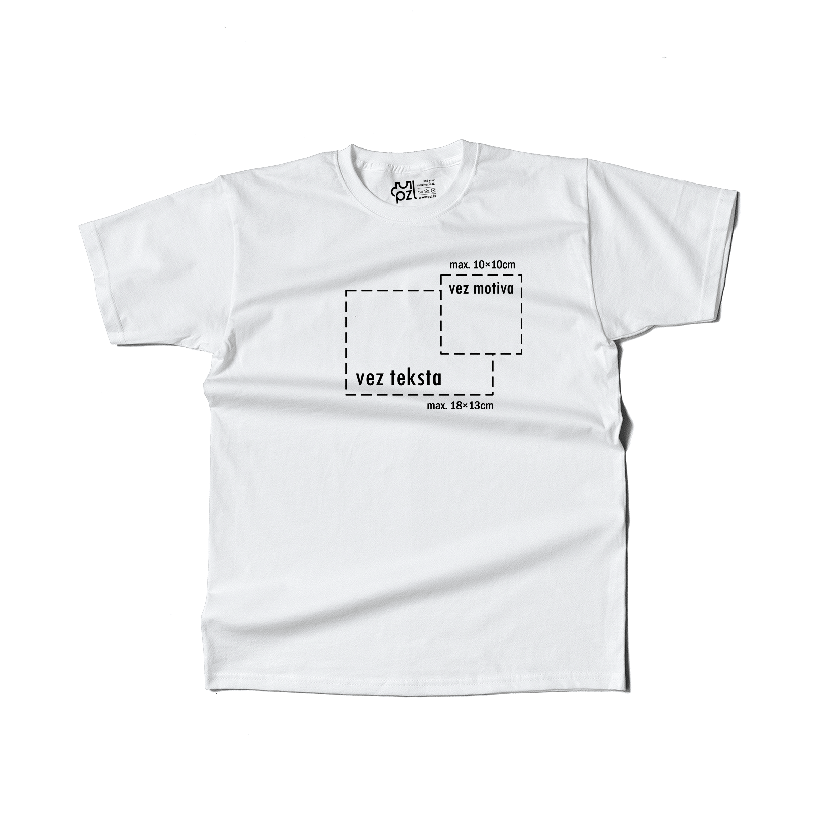 bijela majica kratkih rukava s personaliziranim vezom motiva ili teksta po želji