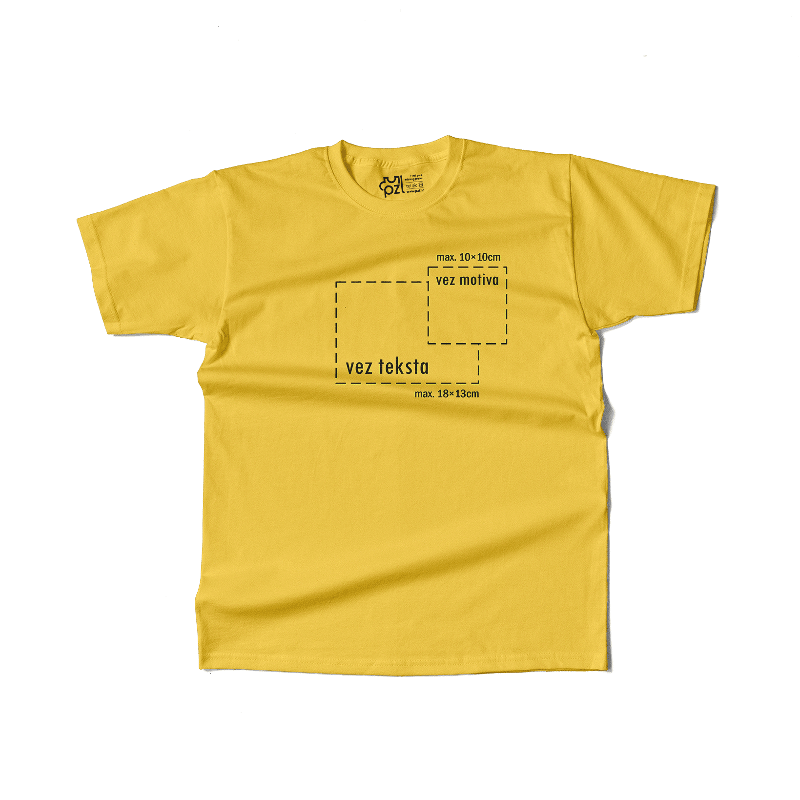 žuta majica kratkih rukava s personaliziranim vezom motiva ili teksta po želji