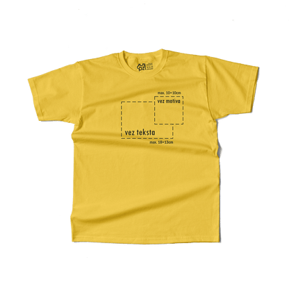 žuta majica kratkih rukava s personaliziranim vezom motiva ili teksta po želji