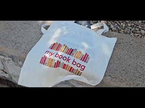 MY BOOK BAG bež pamučni ceker za knjige s printom