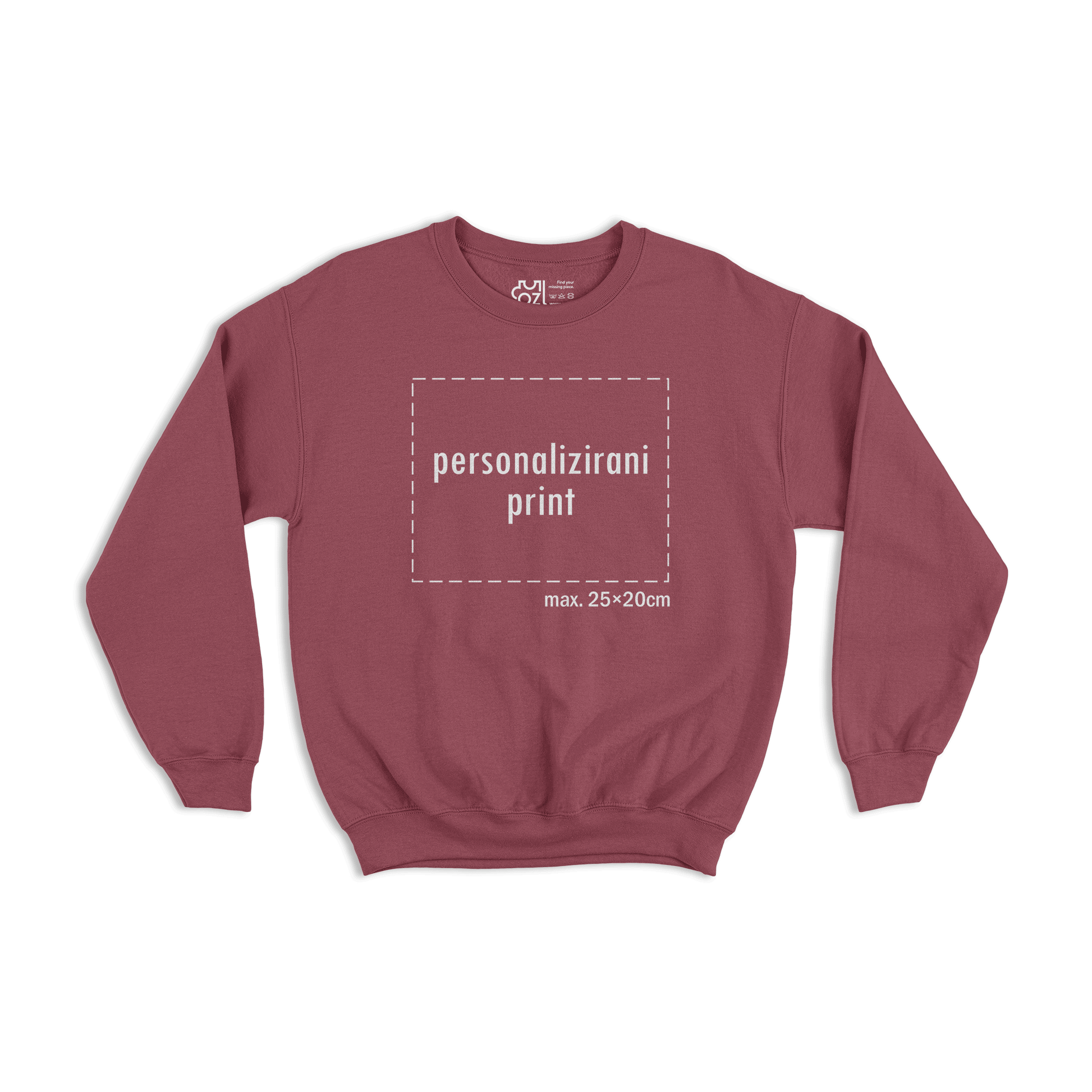 tamno crveni pulover s personaliziranim printom fotografije, natpisa ili ilustracije