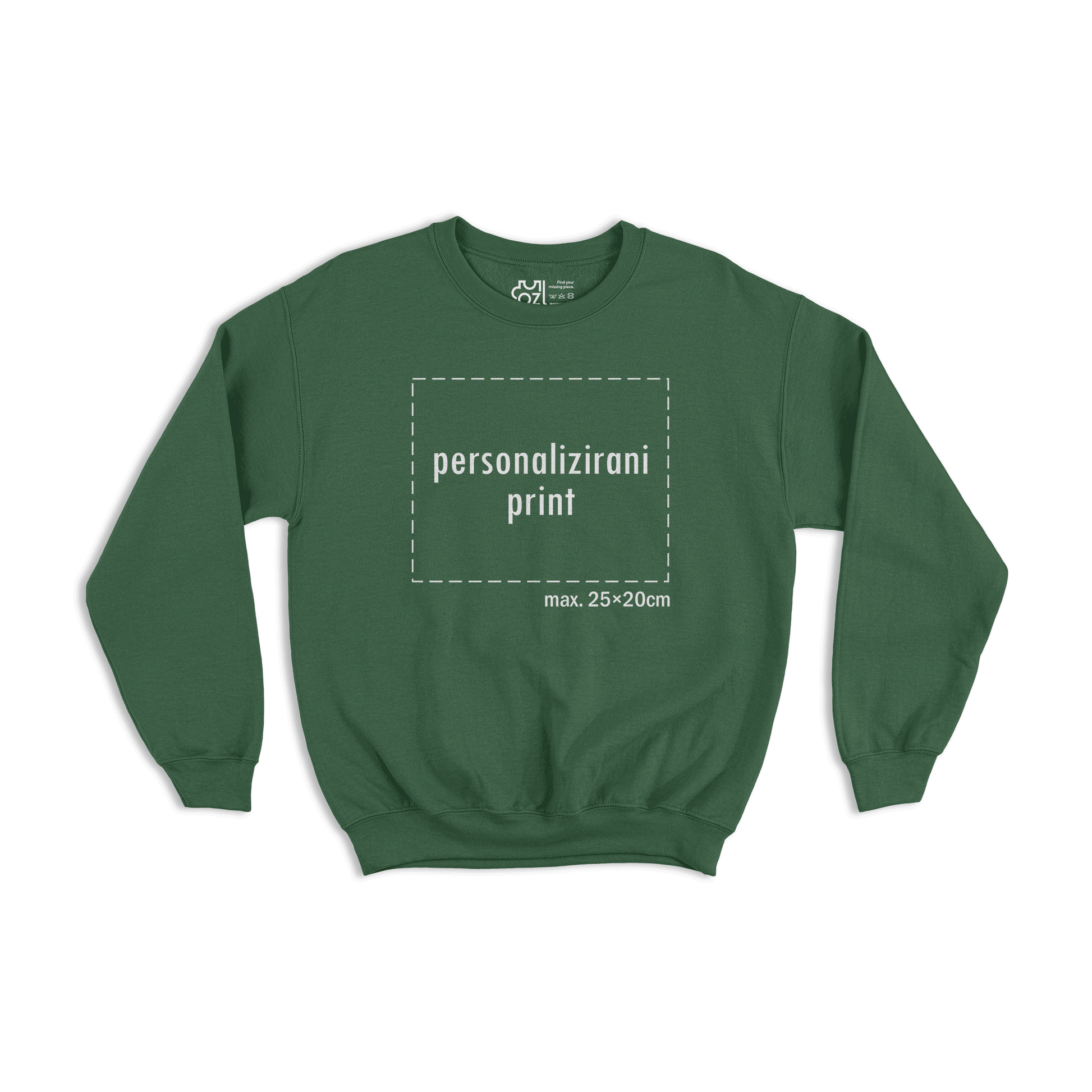 tamno zeleni pulover s personaliziranim printom fotografije, natpisa ili ilustracije