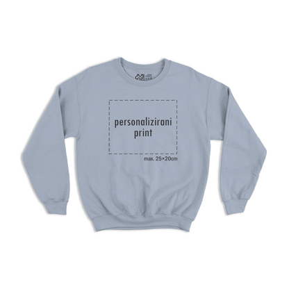 svijetlo plavi pulover s personaliziranim printom fotografije, natpisa ili ilustracije