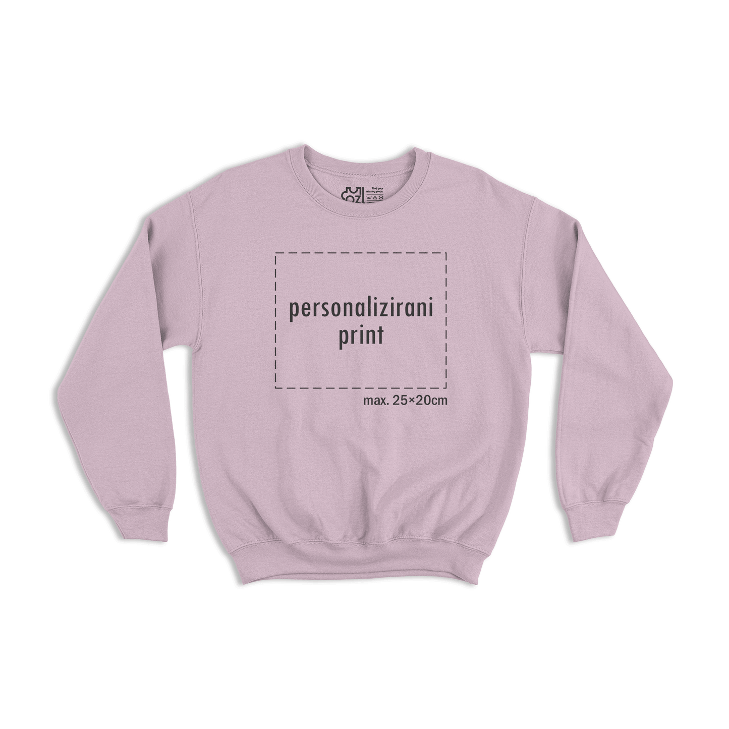 svijetlo rozi pulover s personaliziranim printom fotografije, natpisa ili ilustracije