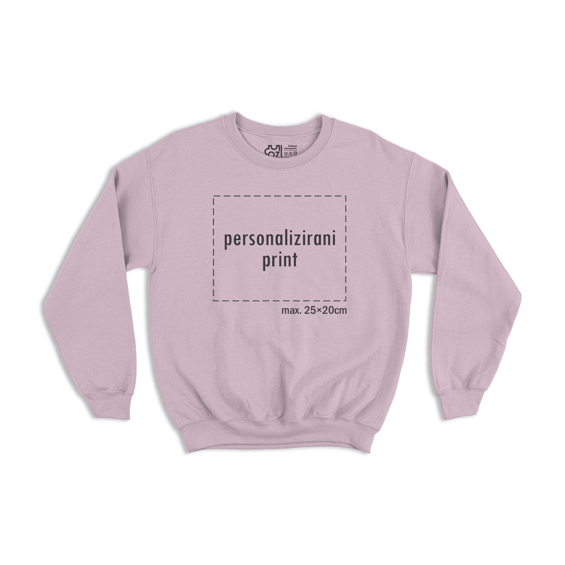 svijetlo rozi pulover s personaliziranim printom fotografije, natpisa ili ilustracije