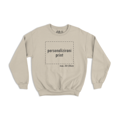 bež pulover s personaliziranim printom fotografije, natpisa ili ilustracije