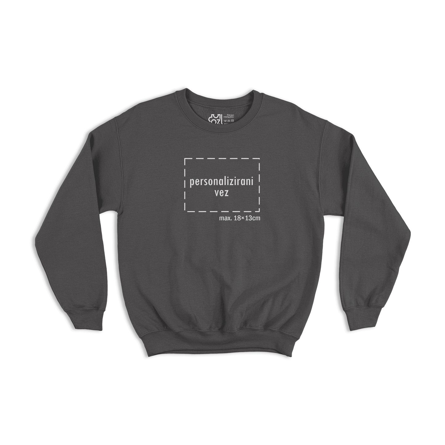 crni pulover s personaliziranim vezom motiva ili teksta po želji