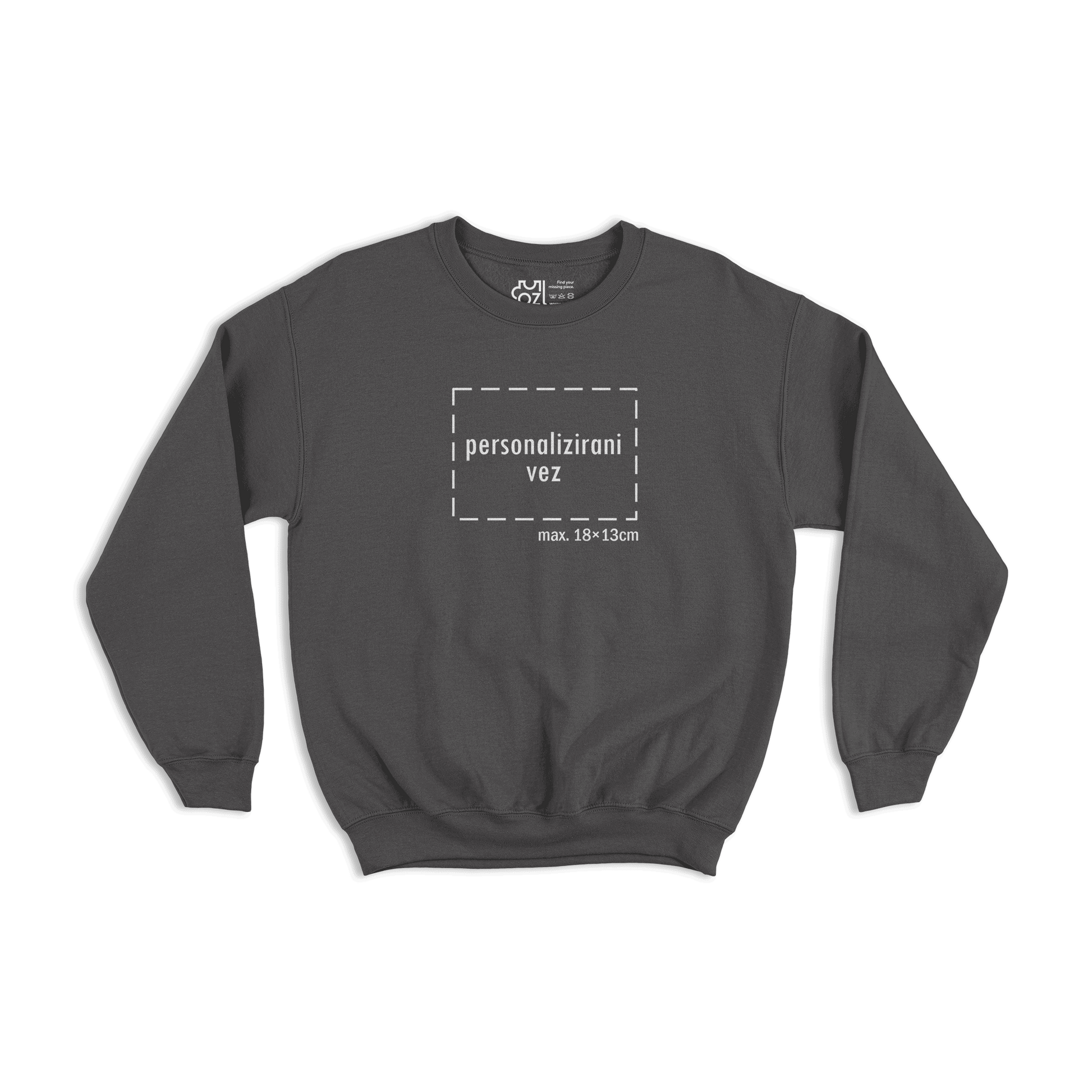 crni pulover s personaliziranim vezom motiva ili teksta po želji