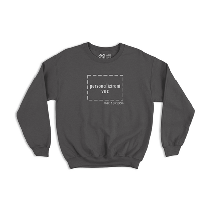 crni pulover s personaliziranim vezom motiva ili teksta po želji