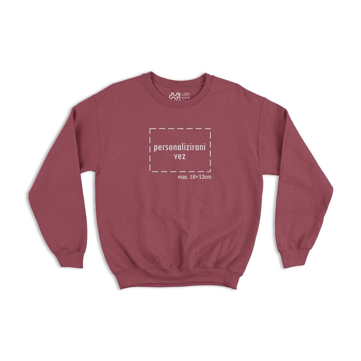 tamno crveni pulover s personaliziranim vezom motiva ili teksta po želji