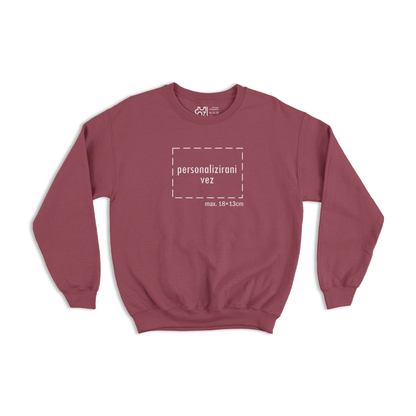 tamno crveni pulover s personaliziranim vezom motiva ili teksta po želji