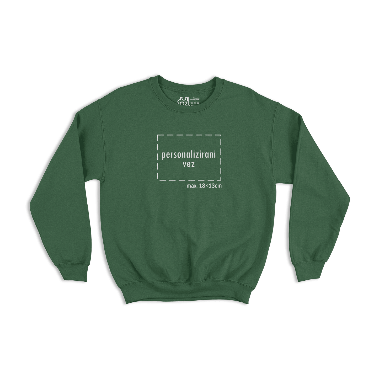 tamno zeleni pulover s personaliziranim vezom motiva ili teksta po želji