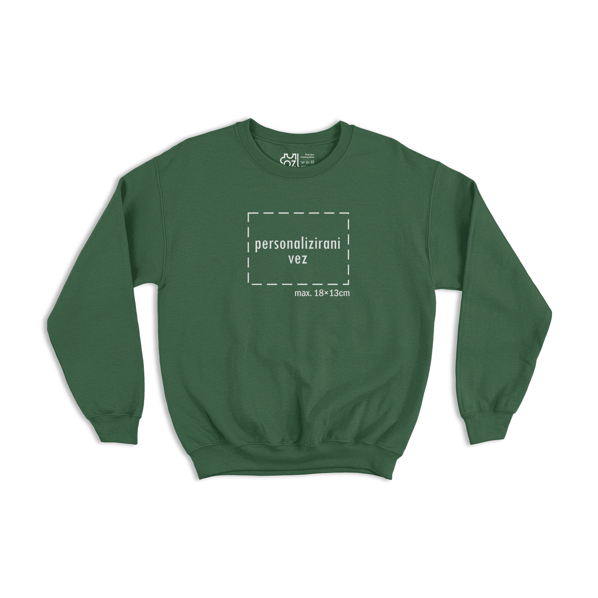 tamno zeleni pulover s personaliziranim vezom motiva ili teksta po želji