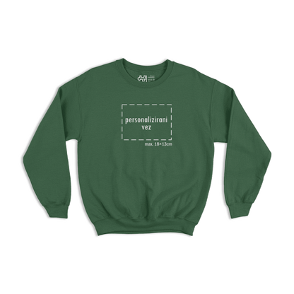 tamno zeleni pulover s personaliziranim vezom motiva ili teksta po želji