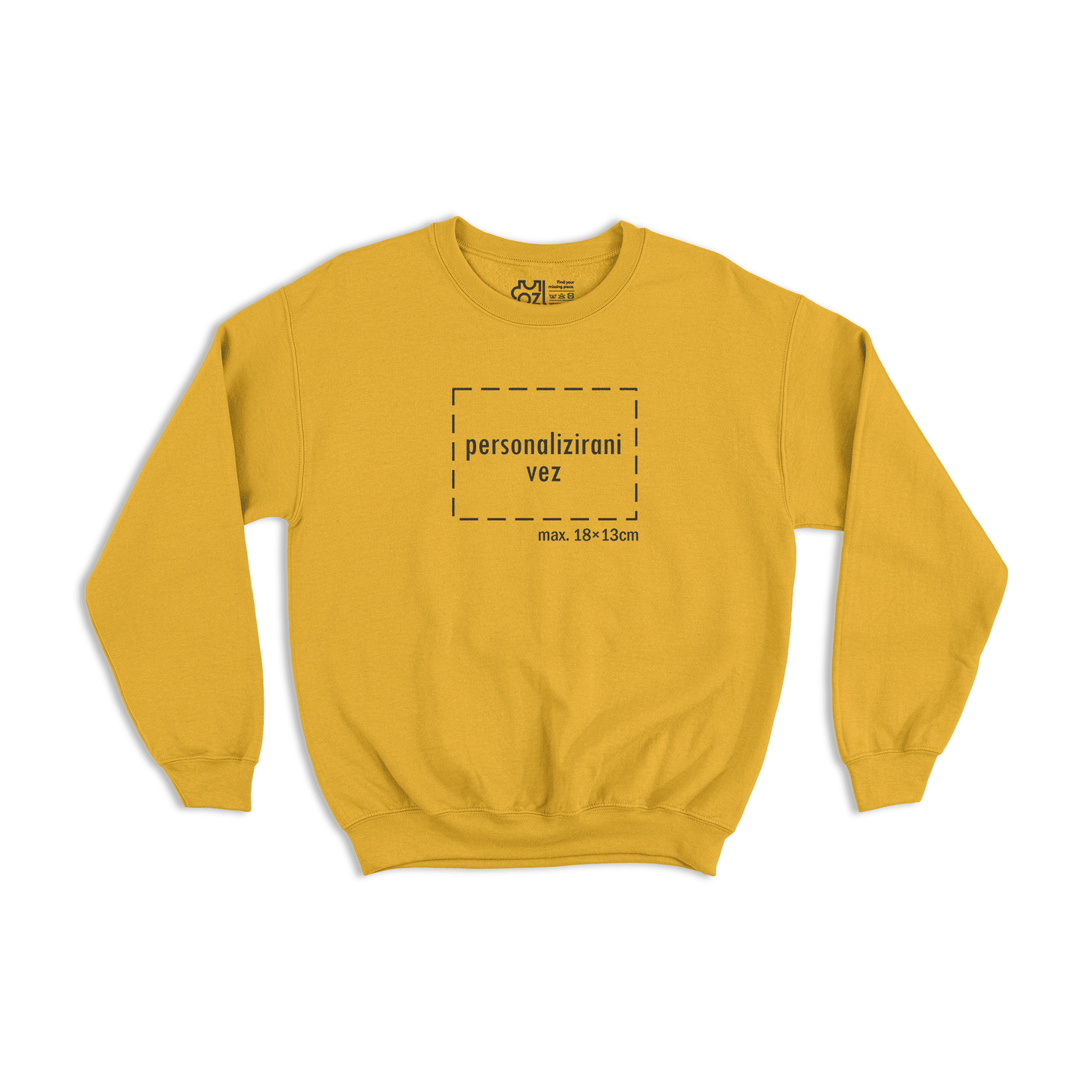 žuti pulover s personaliziranim vezom motiva ili teksta po želji