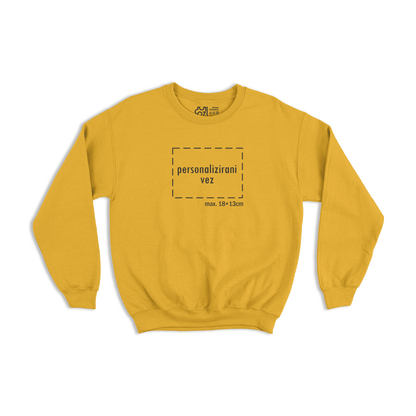 žuti pulover s personaliziranim vezom motiva ili teksta po želji