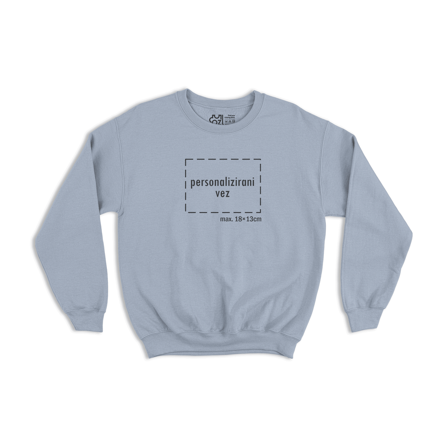 svijetlo plavi pulover s personaliziranim vezom motiva ili teksta po želji