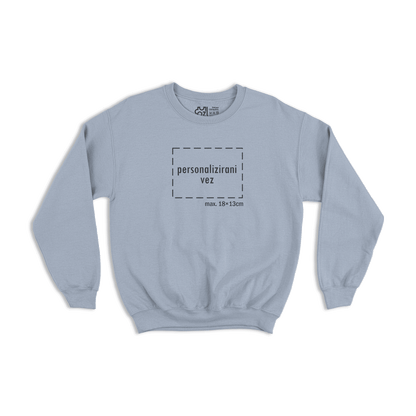 svijetlo plavi pulover s personaliziranim vezom motiva ili teksta po želji