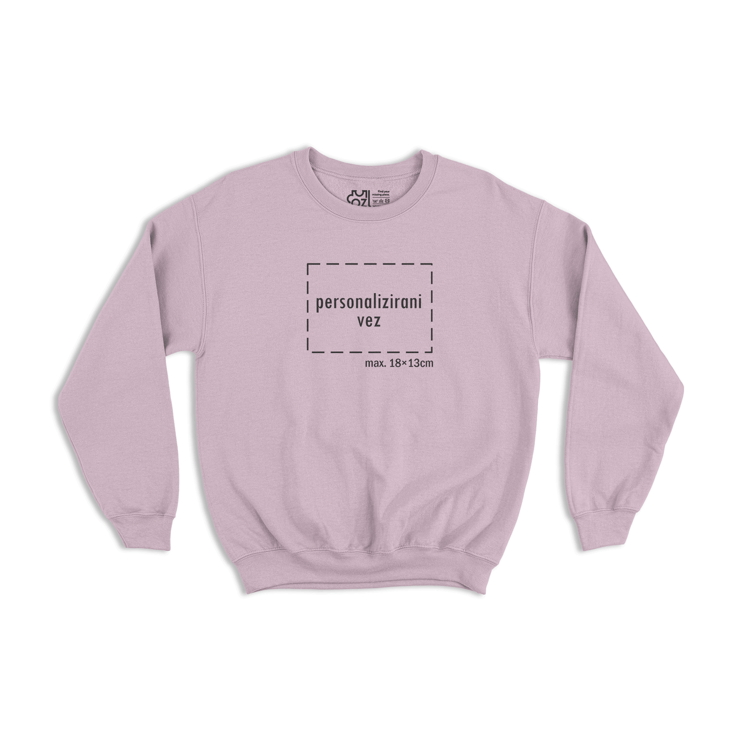 svijetlo rozi pulover s personaliziranim vezom motiva ili teksta po želji