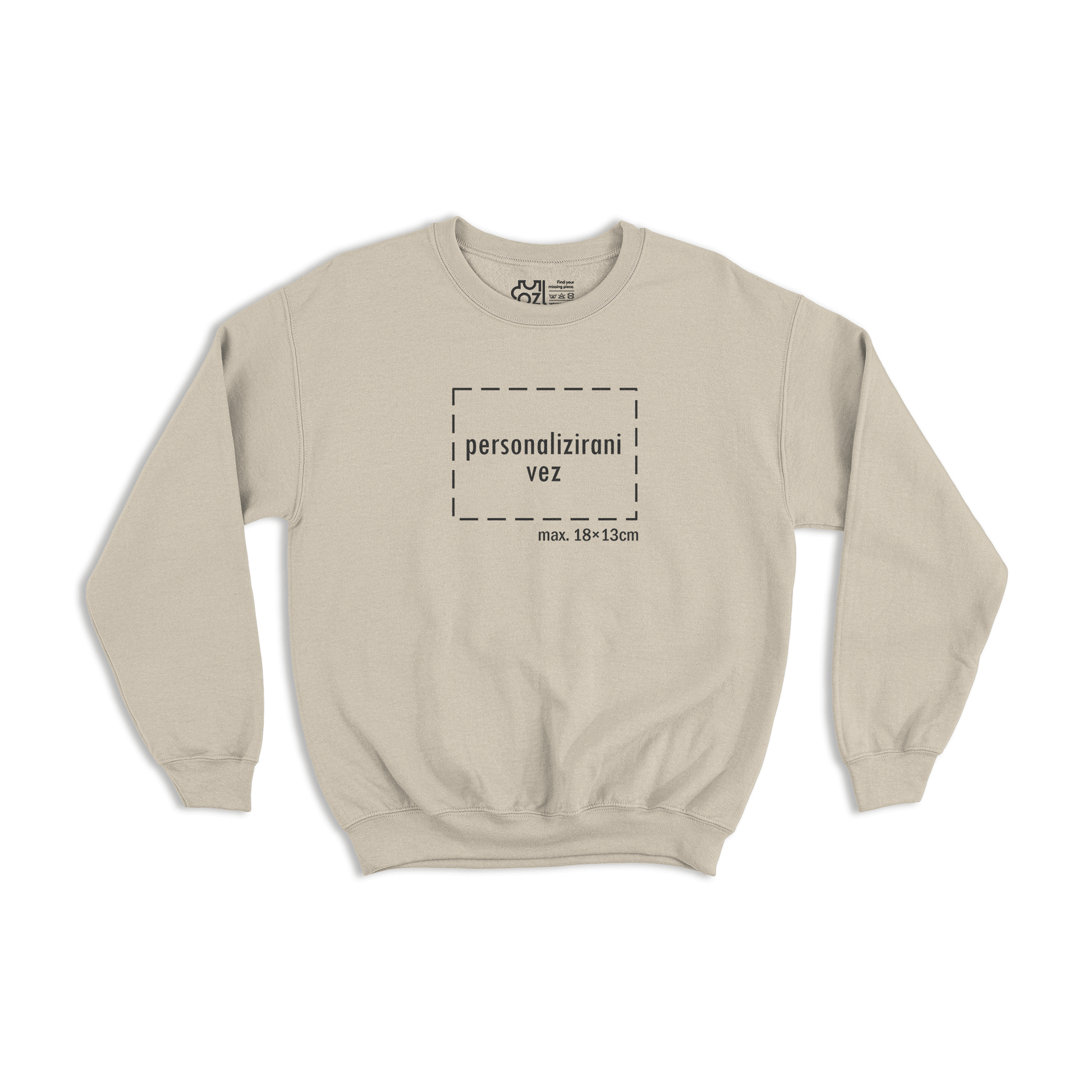 bež pulover s personaliziranim vezom motiva ili teksta po želji