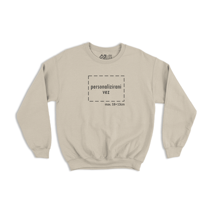 bež pulover s personaliziranim vezom motiva ili teksta po želji