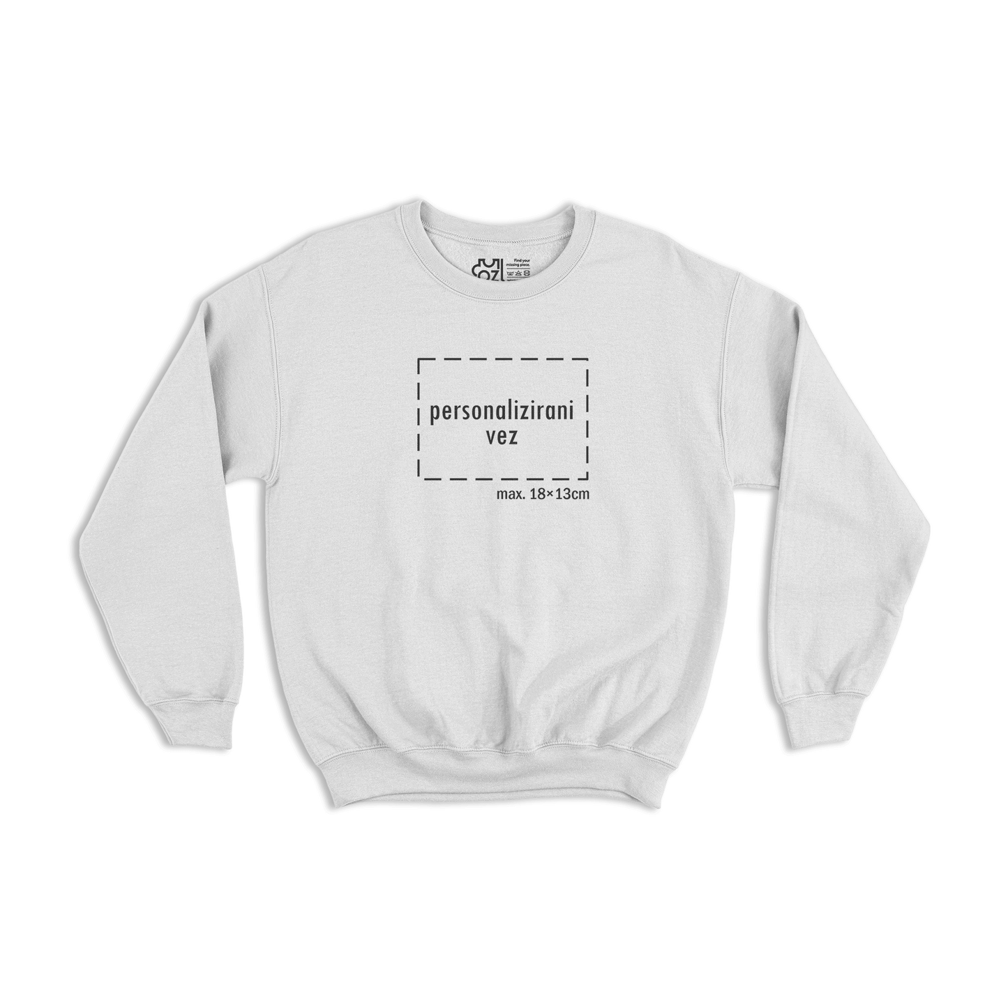 bijeli pulover s personaliziranim vezom motiva ili teksta po želji