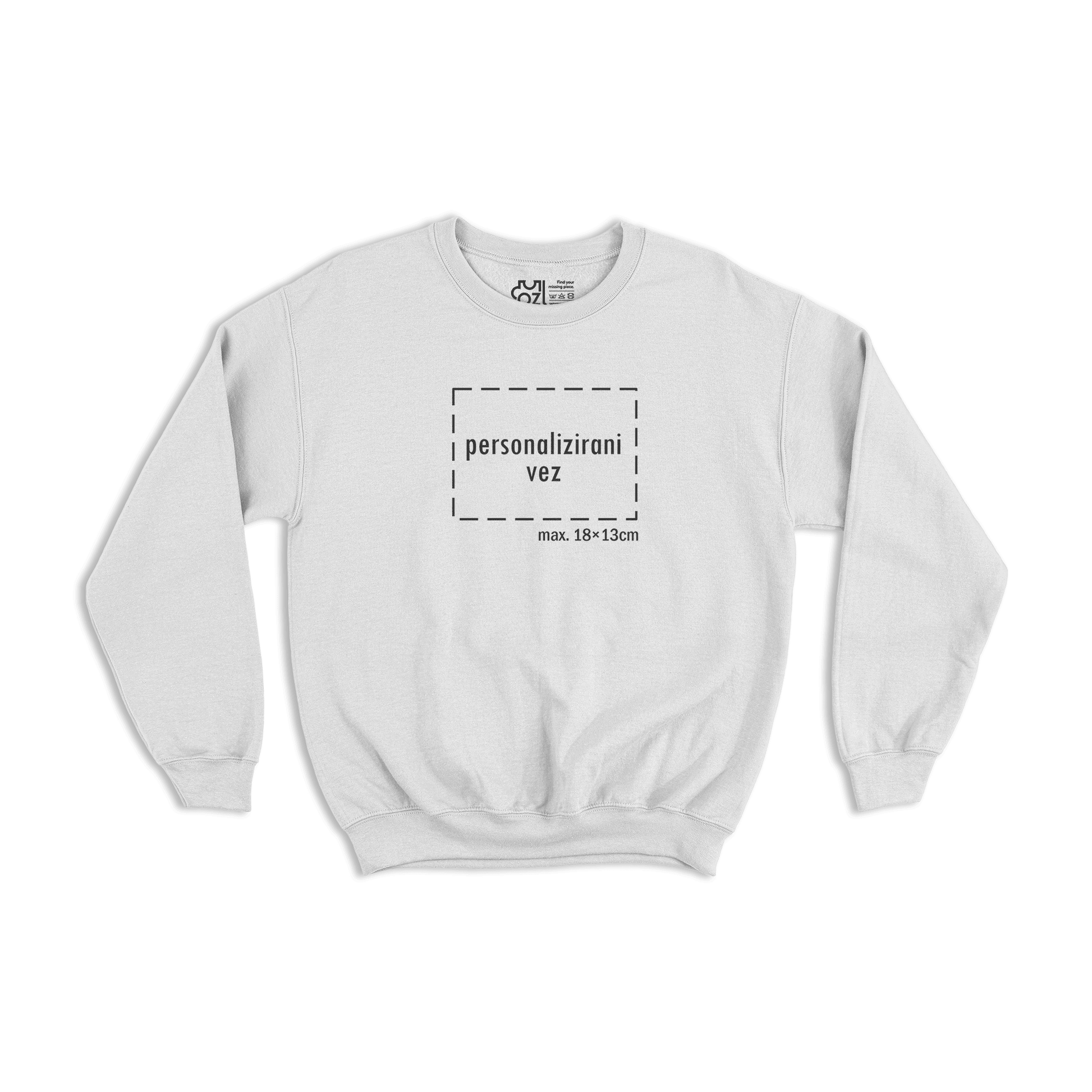 bijeli pulover s personaliziranim vezom motiva ili teksta po želji