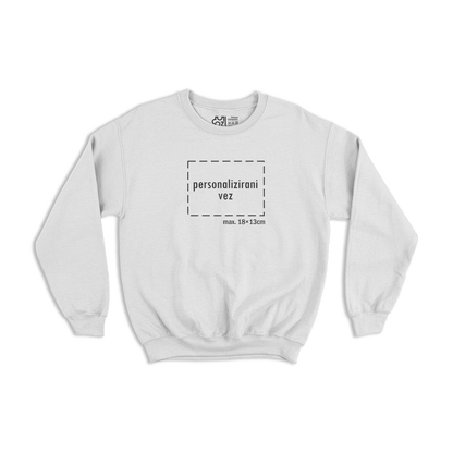 bijeli pulover s personaliziranim vezom motiva ili teksta po želji