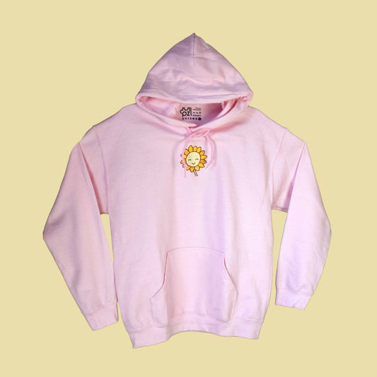 svijetlo roza hudica s vezom suncokreta