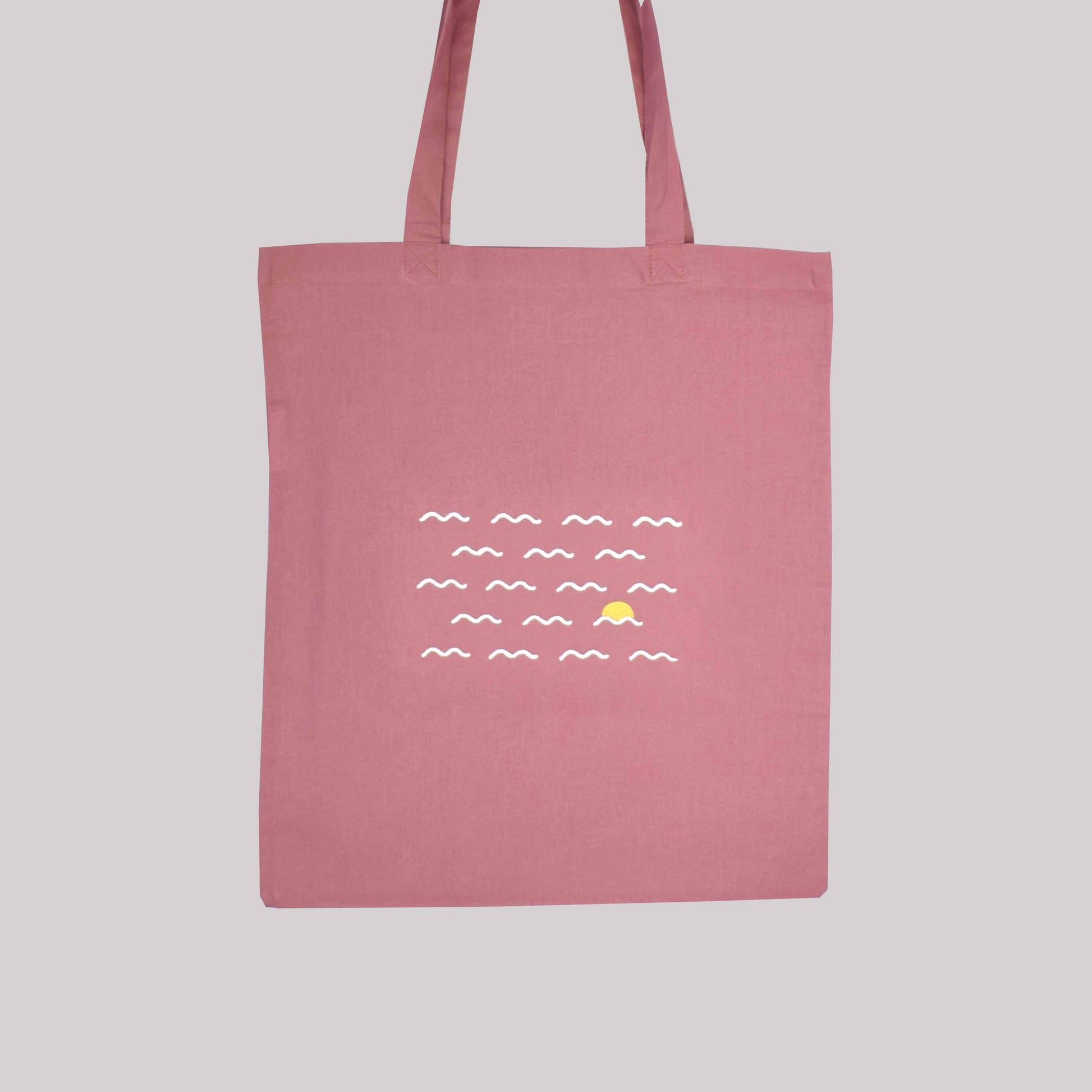 roza pamučna torba s vezom zalaska