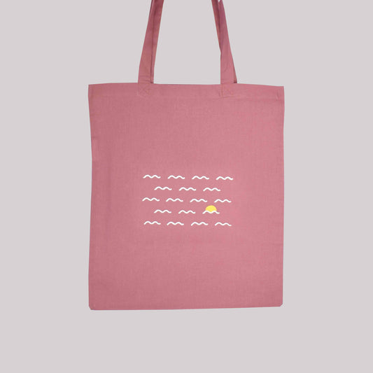 roza pamučna torba s vezom zalaska