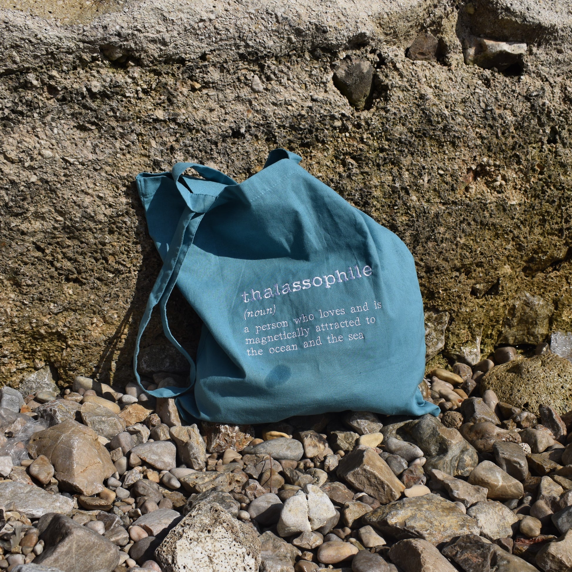 plavi pamučni ceker s vezom definicije "thalassophile"