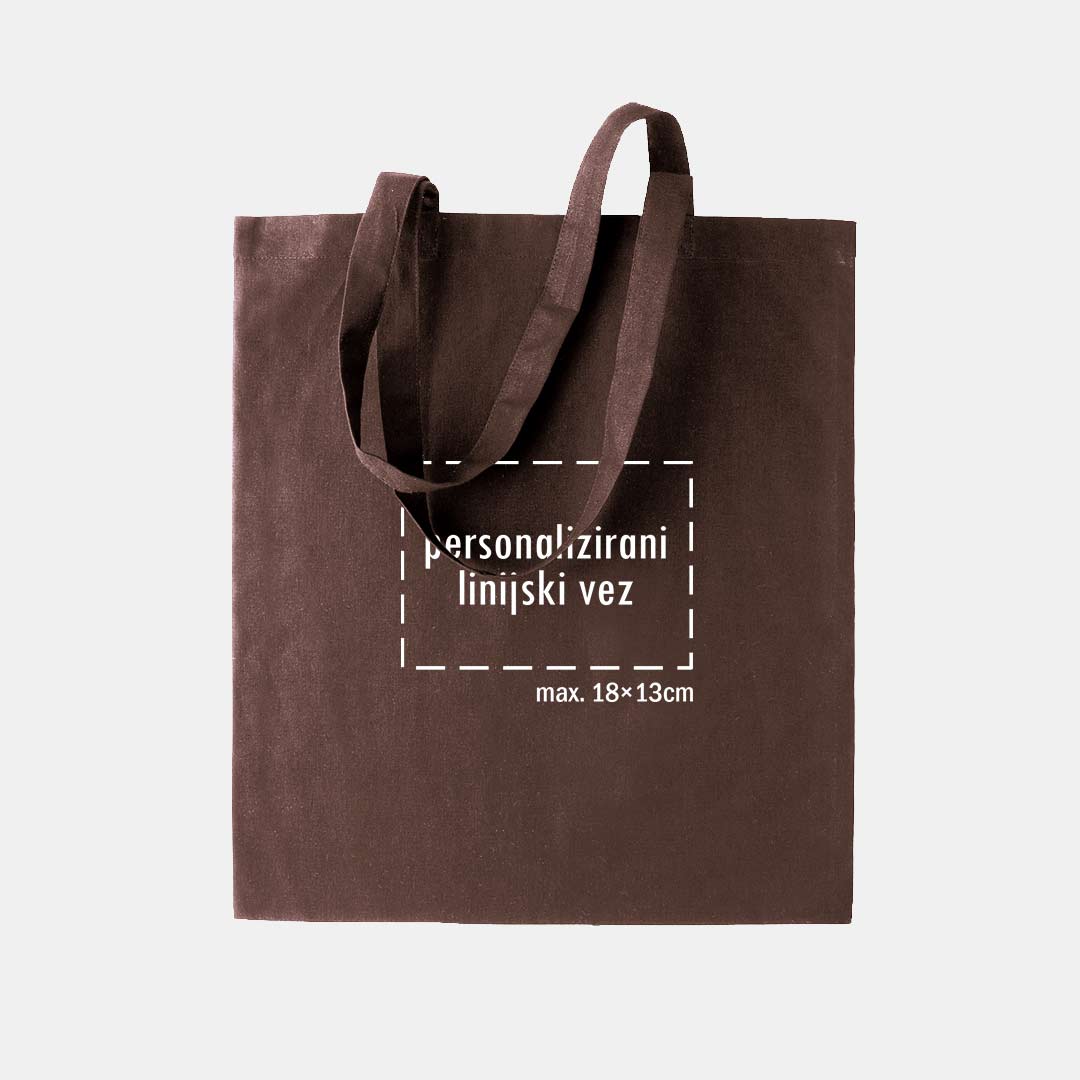 tote bag s personaliziranim linijskim vezom, smeđi