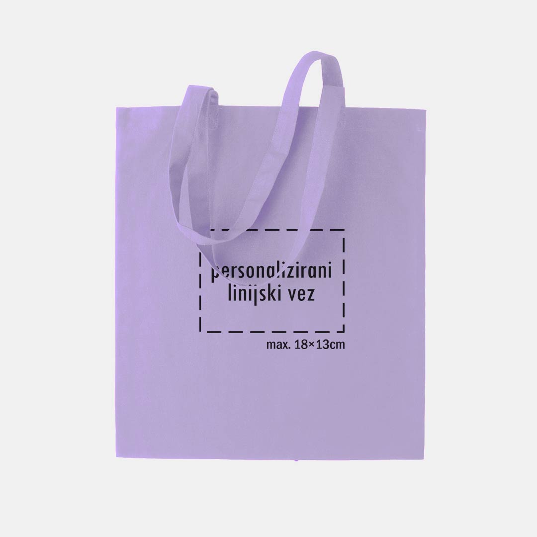 tote bag s personaliziranim linijskim vezom, svijetlo ljubičasti