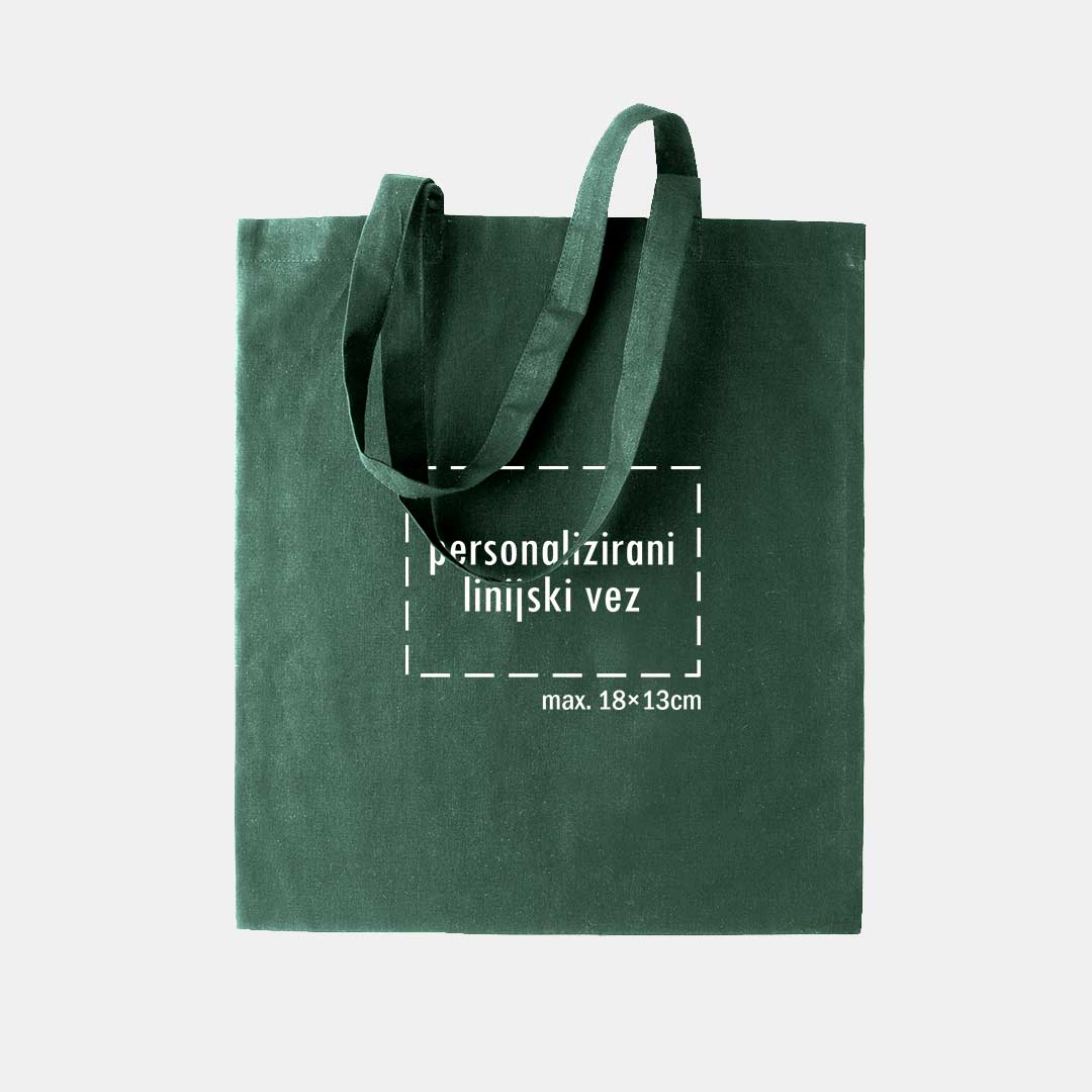 tote bag s personaliziranim linijskim vezom, tamno zeleni