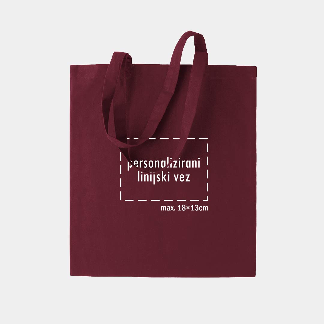 tote bag s personaliziranim linijskim vezom, bordo